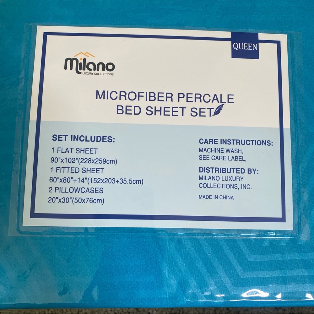 Milano LUXURY COLLECTIONS MICROFIBER PERCALE Queen BED SHEET SET